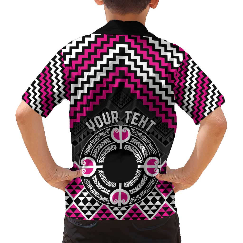 Personalised Aotearoa Niho Taniwha Motif Family Matching Puletasi and Hawaiian Shirt Pink Style LT9 - Polynesian Pride