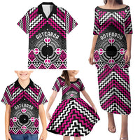 Personalised Aotearoa Niho Taniwha Motif Family Matching Puletasi and Hawaiian Shirt Pink Style LT9 - Polynesian Pride