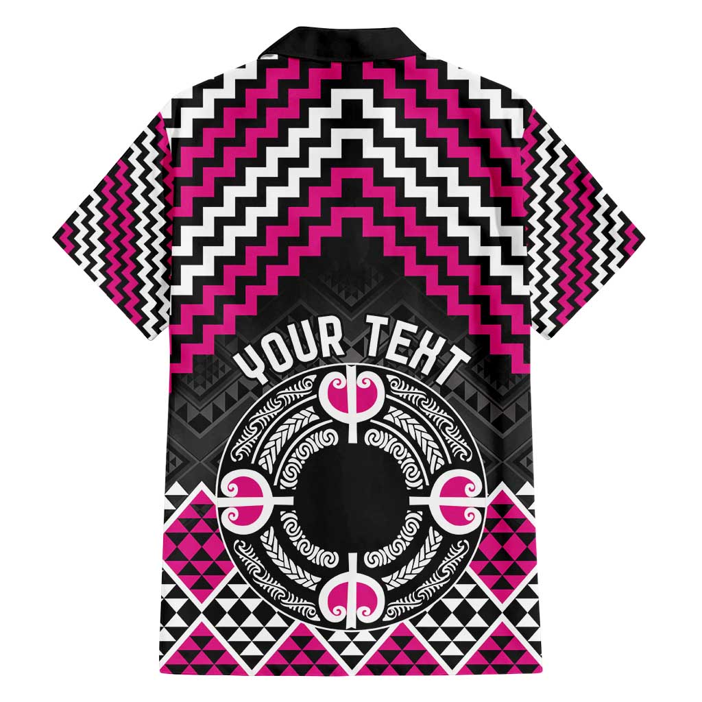 Personalised Aotearoa Niho Taniwha Motif Family Matching Tank Maxi Dress and Hawaiian Shirt Pink Style LT9 - Polynesian Pride