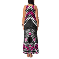 Personalised Aotearoa Niho Taniwha Motif Family Matching Tank Maxi Dress and Hawaiian Shirt Pink Style LT9 - Polynesian Pride