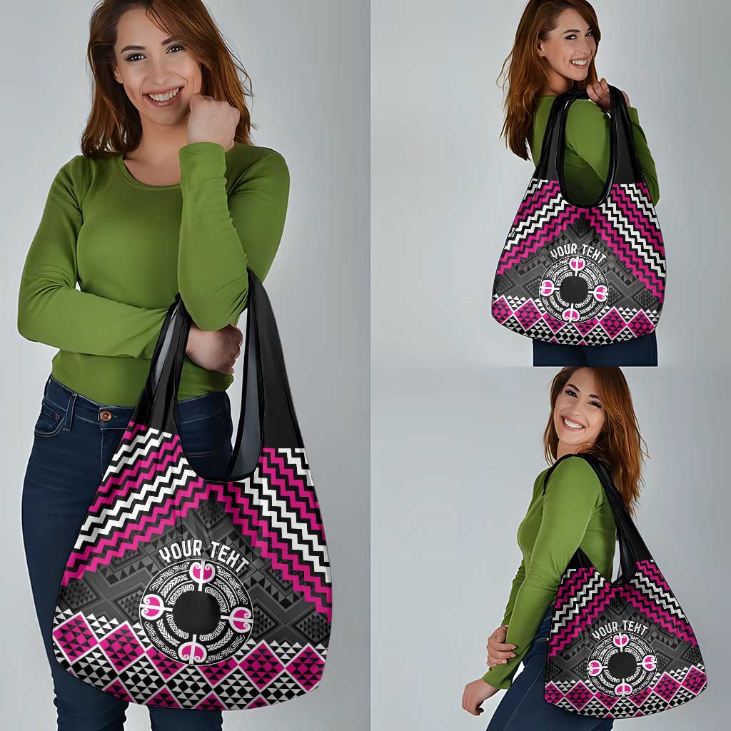 Personalised Aotearoa Niho Taniwha Motif Grocery Bag Pink Style