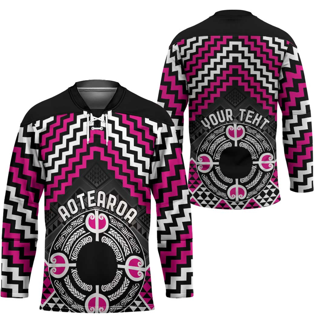 Personalised Aotearoa Niho Taniwha Motif Hockey Jersey Pink Style - Polynesian Pride