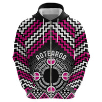 Personalised Aotearoa Niho Taniwha Motif Hoodie Pink Style