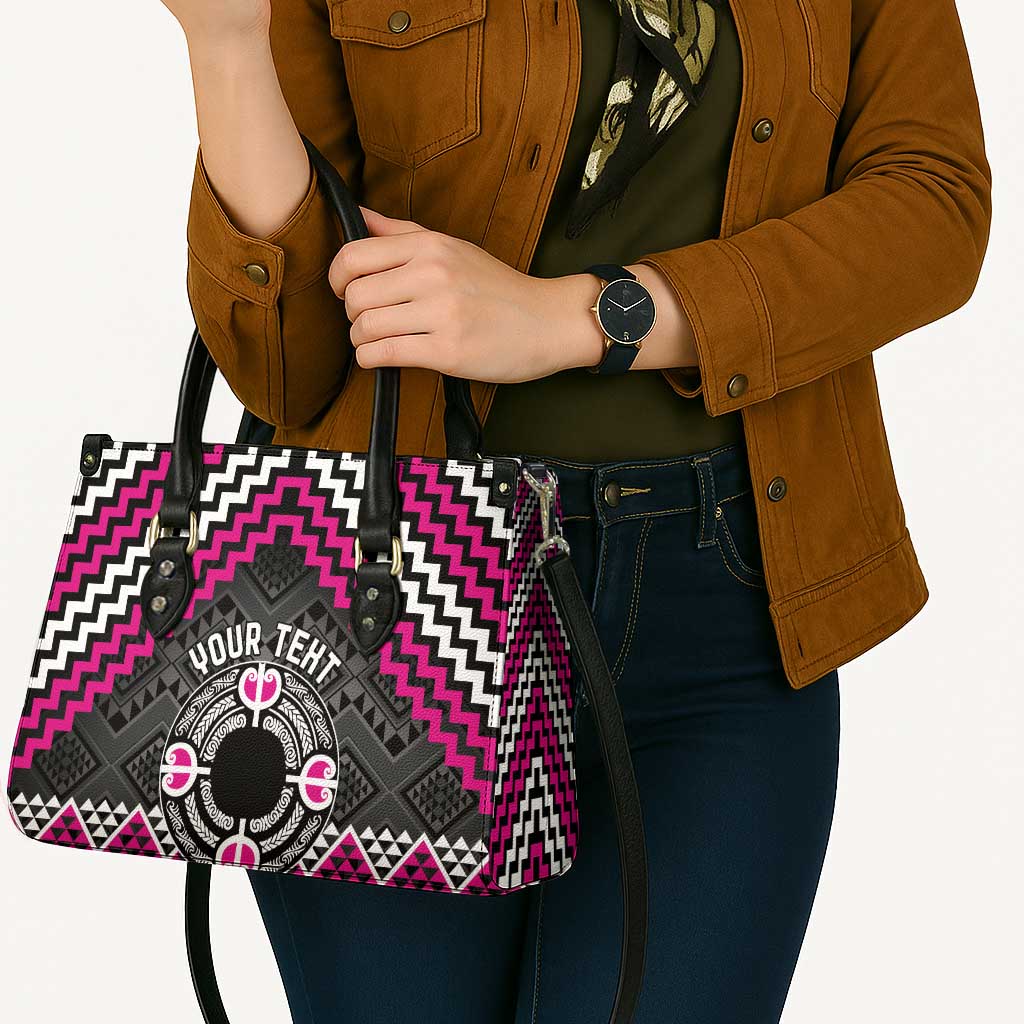 Personalised Aotearoa Niho Taniwha Motif Leather Bag Pink Style - Polynesian Pride