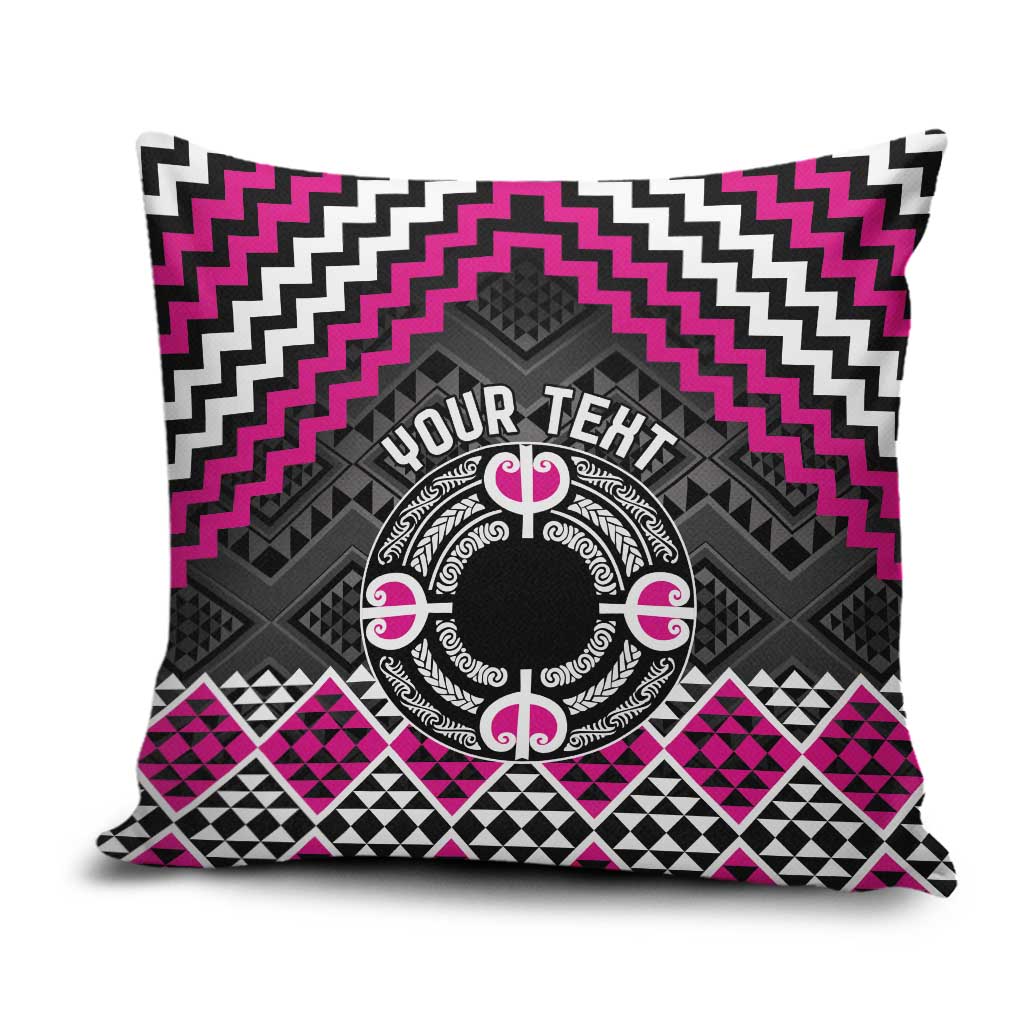 Personalised Aotearoa Niho Taniwha Motif Pillow Cover Pink Style LT9 Pink - Polynesian Pride
