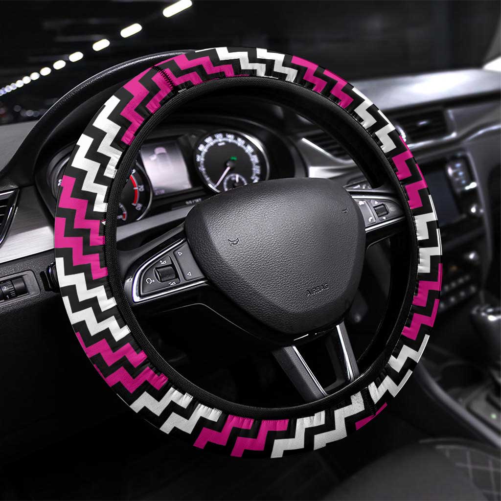 Aotearoa Niho Taniwha Motif Steering Wheel Cover Pink Style LT9 Universal Fit Pink - Polynesian Pride