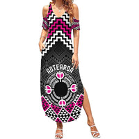 Personalised Aotearoa Niho Taniwha Motif Summer Maxi Dress Pink Style