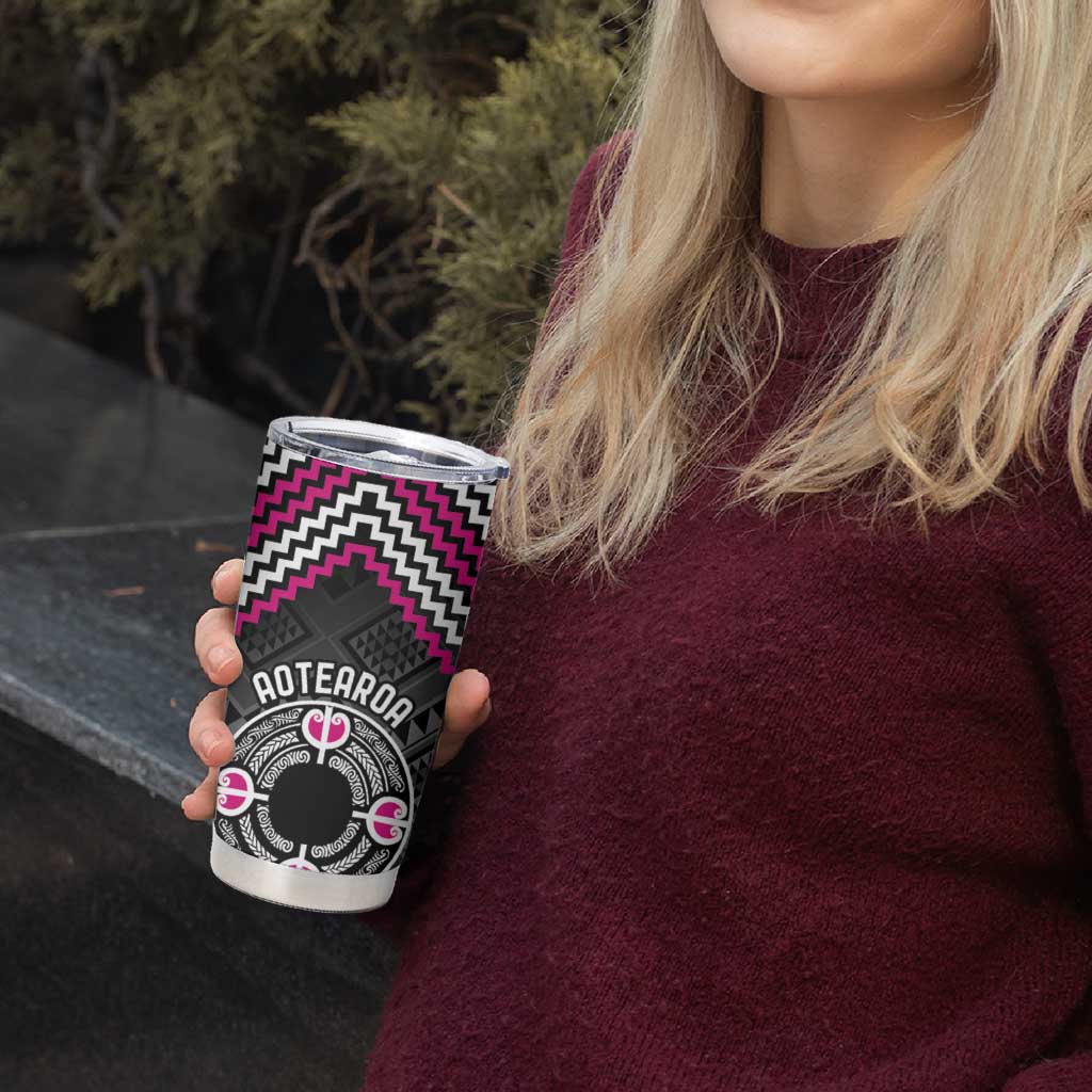 Personalised Aotearoa Niho Taniwha Motif Tumbler Cup Pink Style