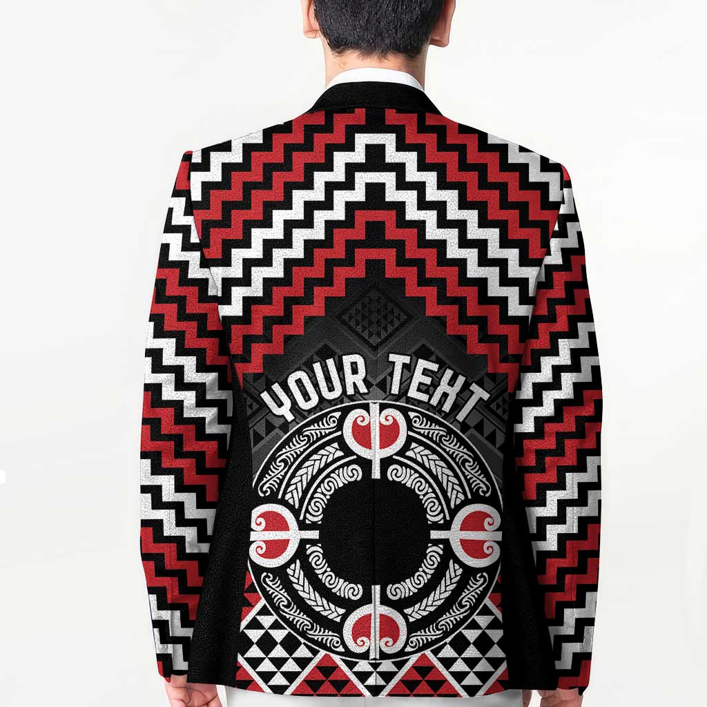 Personalised Aotearoa Niho Taniwha Motif Blazer Red Style - Polynesian Pride