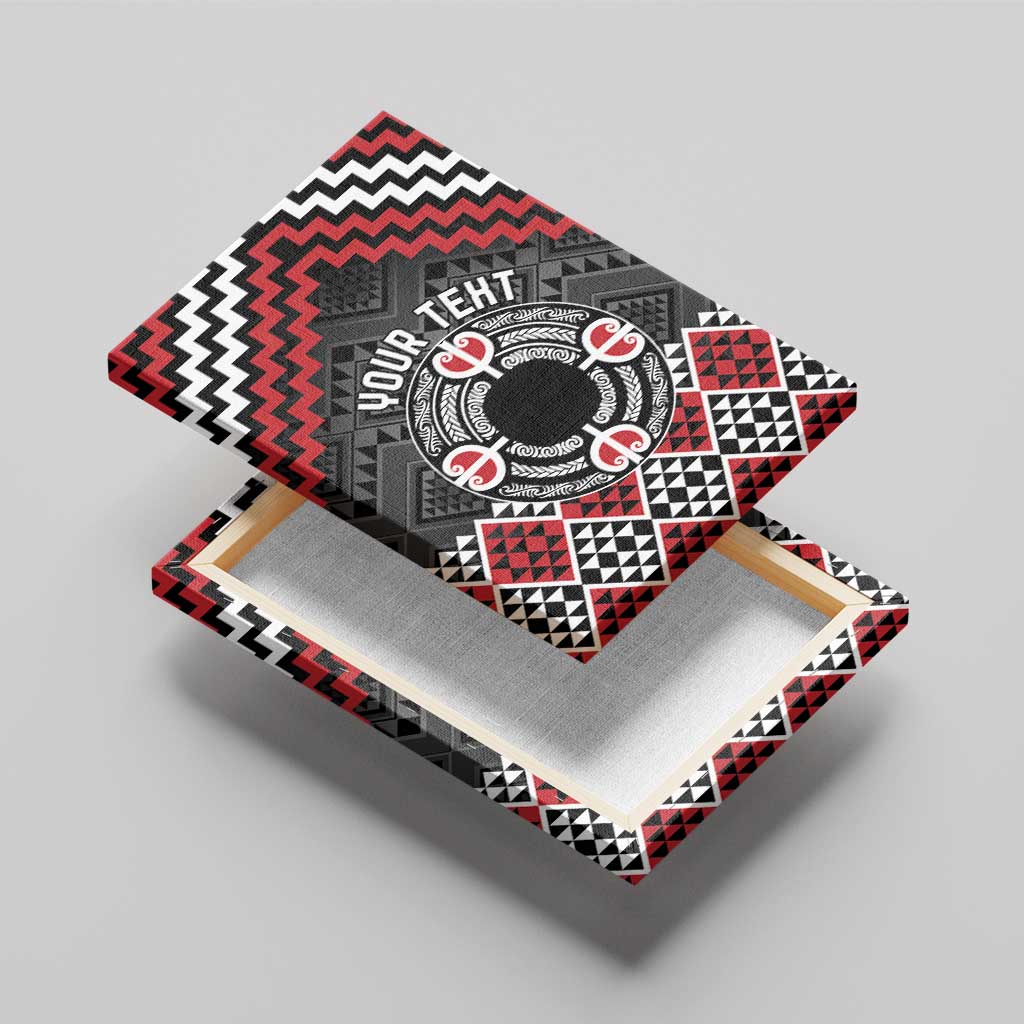 Personalised Aotearoa Niho Taniwha Motif Canvas Wall Art Red Style
