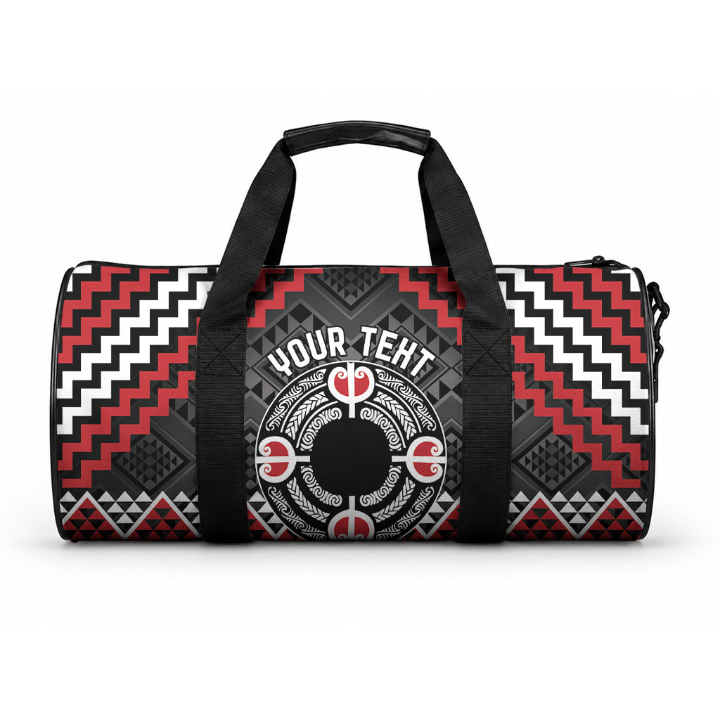 Personalised Aotearoa Niho Taniwha Motif Duffle Bag Red Style LT9 One size Red - Polynesian Pride