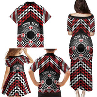 Personalised Aotearoa Niho Taniwha Motif Family Matching Puletasi and Hawaiian Shirt Red Style LT9 - Polynesian Pride