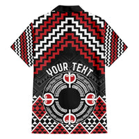 Personalised Aotearoa Niho Taniwha Motif Family Matching Short Sleeve Bodycon Dress and Hawaiian Shirt Red Style LT9 - Polynesian Pride