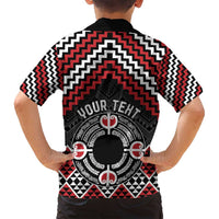 Personalised Aotearoa Niho Taniwha Motif Family Matching Summer Maxi Dress and Hawaiian Shirt Red Style LT9 - Polynesian Pride