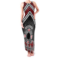 Personalised Aotearoa Niho Taniwha Motif Family Matching Tank Maxi Dress and Hawaiian Shirt Red Style LT9 Mom's Dress Red - Polynesian Pride