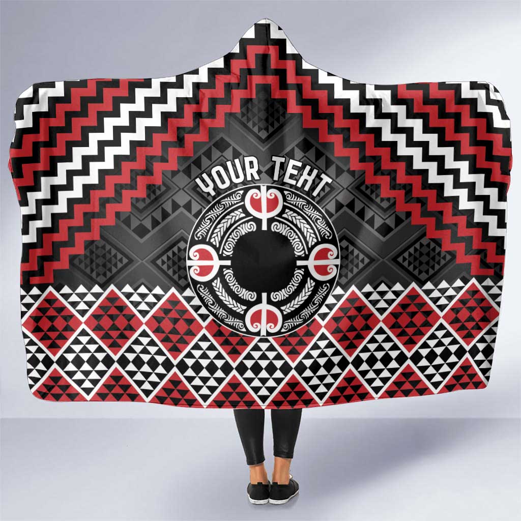 Personalised Aotearoa Niho Taniwha Motif Hooded Blanket Red Style LT9 One Size Red - Polynesian Pride