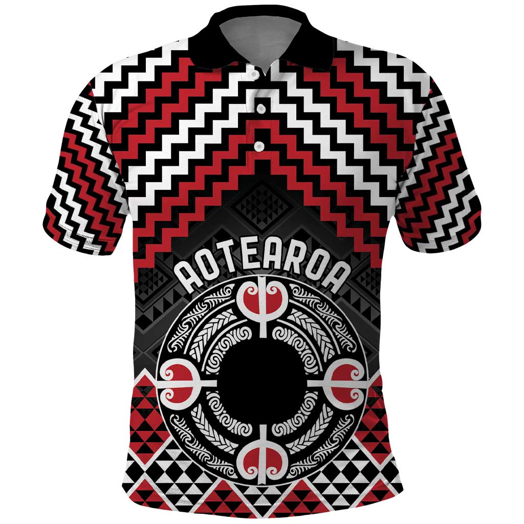 Personalised Aotearoa Niho Taniwha Motif Polo Shirt Red Style
