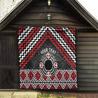 Personalised Aotearoa Niho Taniwha Motif Quilt Red Style