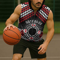 Personalised Aotearoa Niho Taniwha Motif Sleeveless Zip Hoodie Red Style - Polynesian Pride