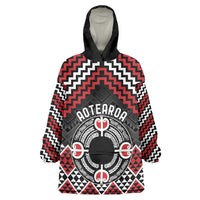 Personalised Aotearoa Niho Taniwha Motif Wearable Blanket Hoodie Red Style LT9 One Size Red - Polynesian Pride