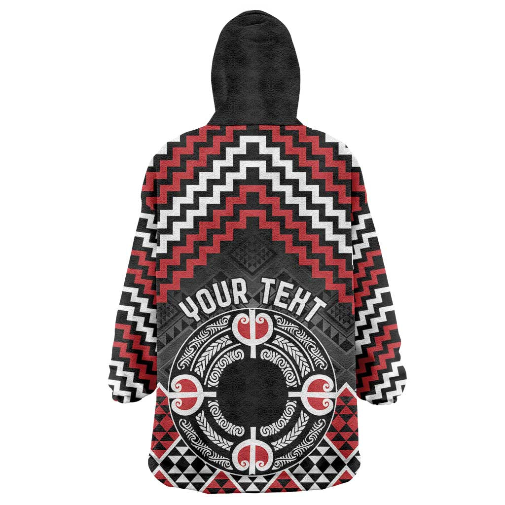 Personalised Aotearoa Niho Taniwha Motif Wearable Blanket Hoodie Red Style LT9 - Polynesian Pride