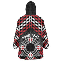 Personalised Aotearoa Niho Taniwha Motif Wearable Blanket Hoodie Red Style LT9 - Polynesian Pride