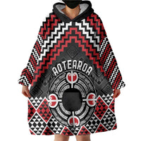Personalised Aotearoa Niho Taniwha Motif Wearable Blanket Hoodie Red Style LT9 - Polynesian Pride