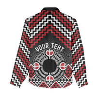 Personalised Aotearoa Niho Taniwha Motif Women Casual Shirt Red Style