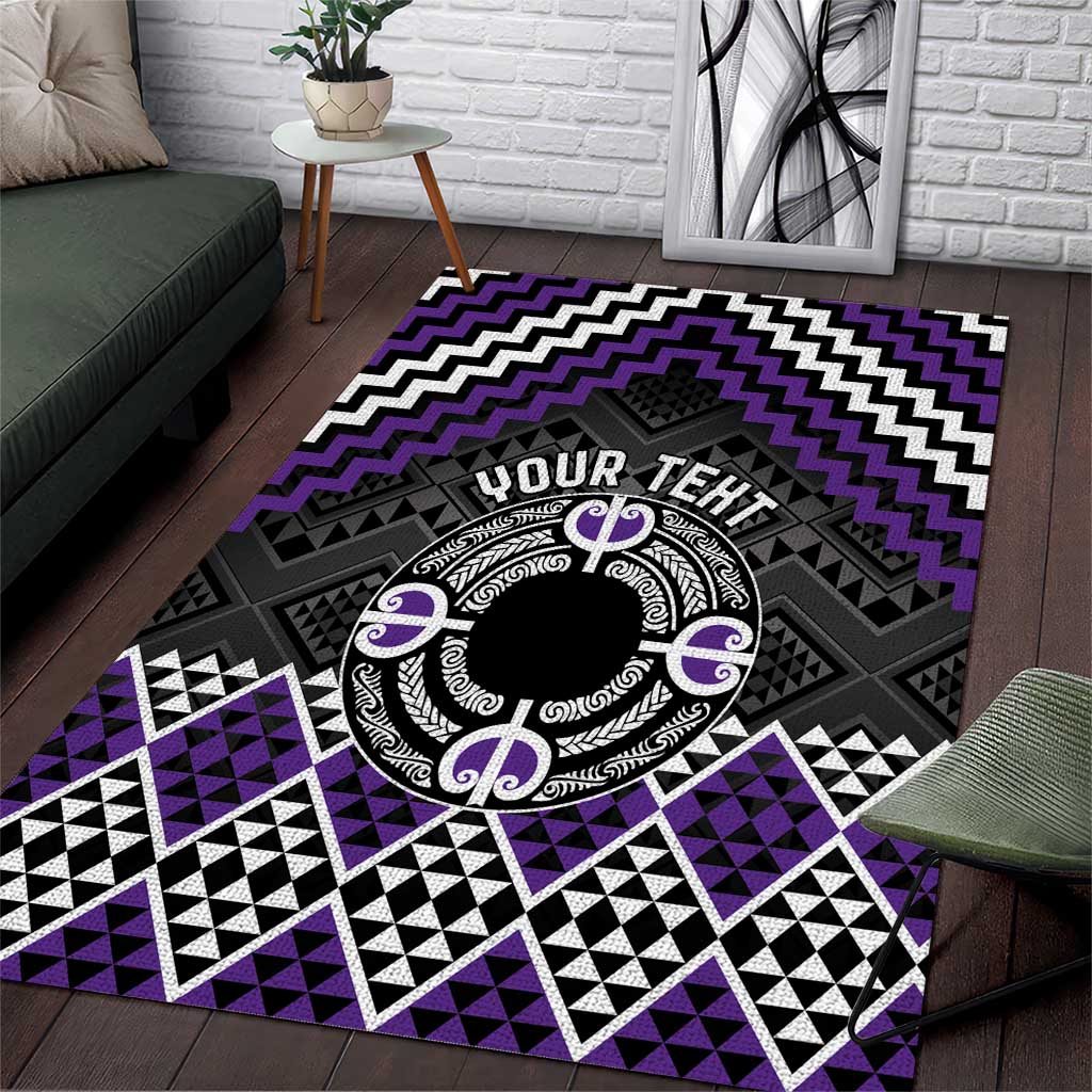 Personalised Aotearoa Niho Taniwha Motif Area Rug Violet Style LT9 Violet - Polynesian Pride