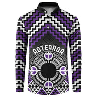 Personalised Aotearoa Niho Taniwha Motif Button Sweatshirt Violet Style
