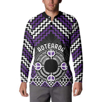 Personalised Aotearoa Niho Taniwha Motif Button Sweatshirt Violet Style