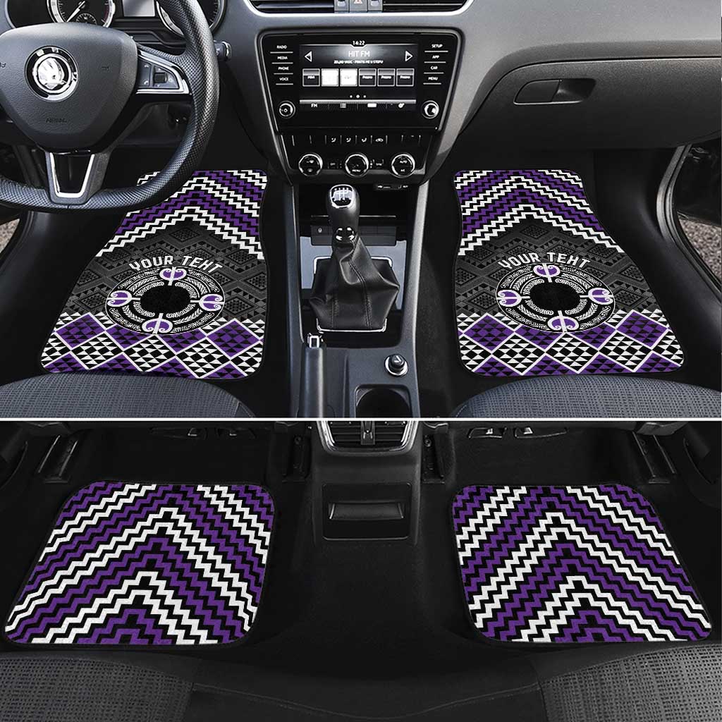 Personalised Aotearoa Niho Taniwha Motif Car Mats Violet Style LT9 Set 4pcs Violet - Polynesian Pride