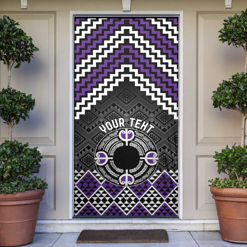 Personalised Aotearoa Niho Taniwha Motif Door Cover Violet Style LT9 Violet - Polynesian Pride