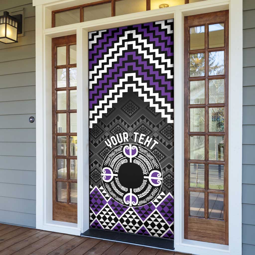 Personalised Aotearoa Niho Taniwha Motif Door Cover Violet Style LT9 - Polynesian Pride