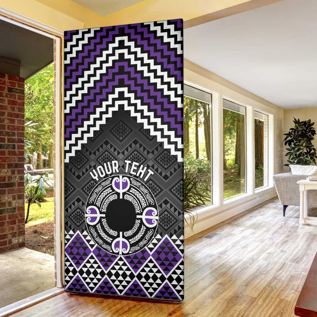 Personalised Aotearoa Niho Taniwha Motif Door Cover Violet Style LT9 - Polynesian Pride