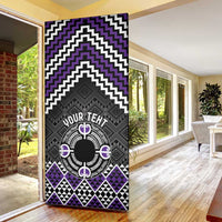 Personalised Aotearoa Niho Taniwha Motif Door Cover Violet Style LT9 - Polynesian Pride