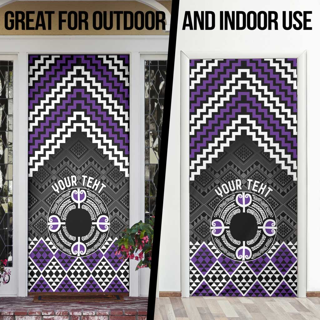 Personalised Aotearoa Niho Taniwha Motif Door Cover Violet Style LT9 - Polynesian Pride
