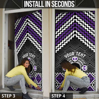 Personalised Aotearoa Niho Taniwha Motif Door Cover Violet Style LT9 - Polynesian Pride