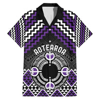 Personalised Aotearoa Niho Taniwha Motif Family Matching Mermaid Dress and Hawaiian Shirt Violet Style LT9 Dad's Shirt - Short Sleeve Violet - Polynesian Pride