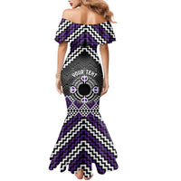 Personalised Aotearoa Niho Taniwha Motif Family Matching Mermaid Dress and Hawaiian Shirt Violet Style LT9 - Polynesian Pride