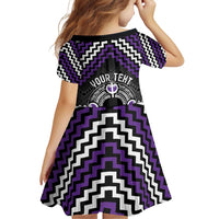 Personalised Aotearoa Niho Taniwha Motif Family Matching Puletasi and Hawaiian Shirt Violet Style LT9 - Polynesian Pride
