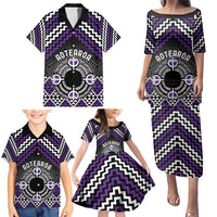 Personalised Aotearoa Niho Taniwha Motif Family Matching Puletasi and Hawaiian Shirt Violet Style LT9 - Polynesian Pride