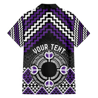 Personalised Aotearoa Niho Taniwha Motif Family Matching Short Sleeve Bodycon Dress and Hawaiian Shirt Violet Style LT9 - Polynesian Pride