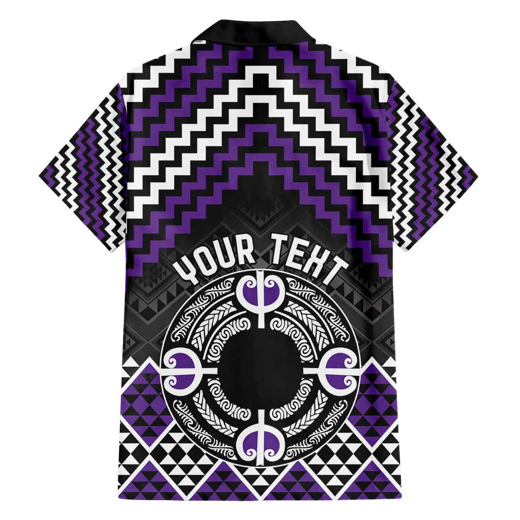 Personalised Aotearoa Niho Taniwha Motif Family Matching Tank Maxi Dress and Hawaiian Shirt Violet Style LT9 - Polynesian Pride