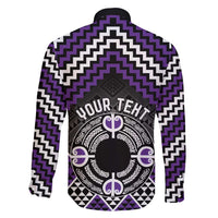 Personalised Aotearoa Niho Taniwha Motif Family Matching Tank Maxi Dress and Hawaiian Shirt Violet Style LT9 - Polynesian Pride