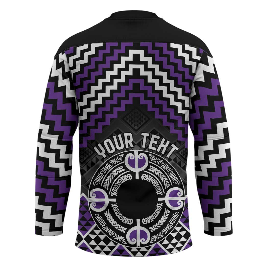 Personalised Aotearoa Niho Taniwha Motif Hockey Jersey Violet Style - Polynesian Pride
