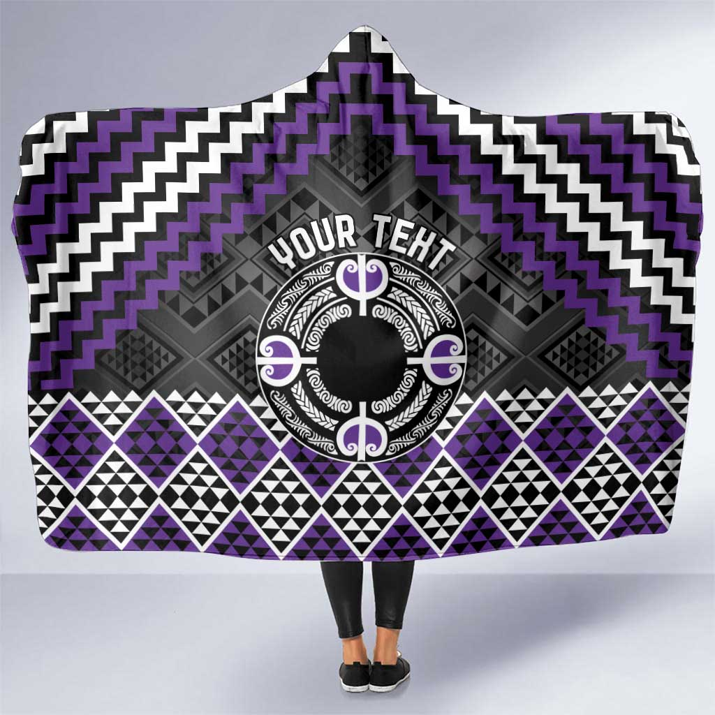 Personalised Aotearoa Niho Taniwha Motif Hooded Blanket Violet Style LT9 One Size Violet - Polynesian Pride