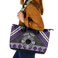 Personalised Aotearoa Niho Taniwha Motif Leather Tote Bag Violet Style LT9 Violet - Polynesian Pride
