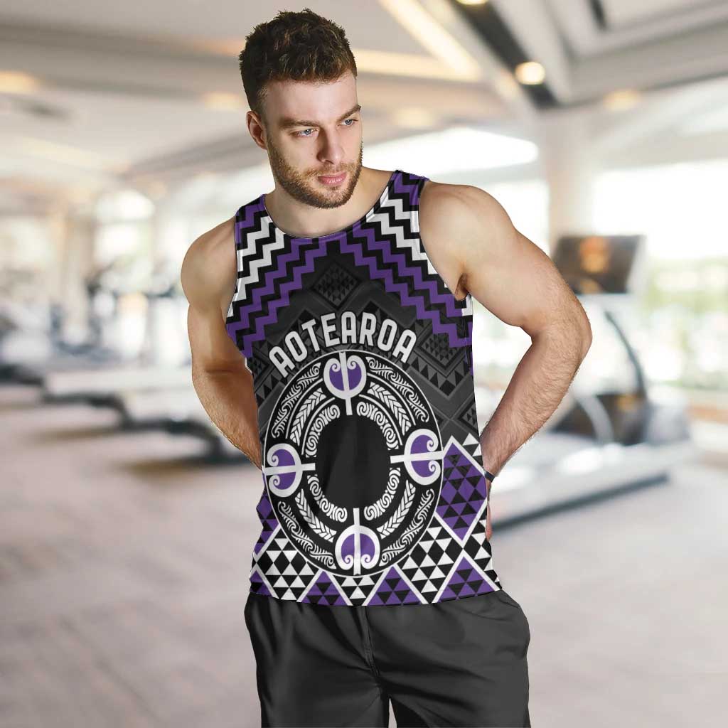 Personalised Aotearoa Niho Taniwha Motif Men Tank Top Violet Style LT9 Violet - Polynesian Pride