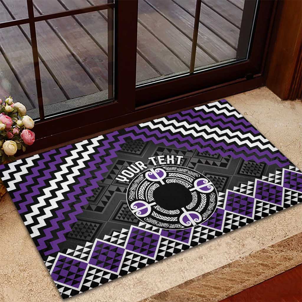 Personalised Aotearoa Niho Taniwha Motif Rubber Doormat Violet Style